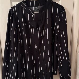 Black and White Patterned Blouse